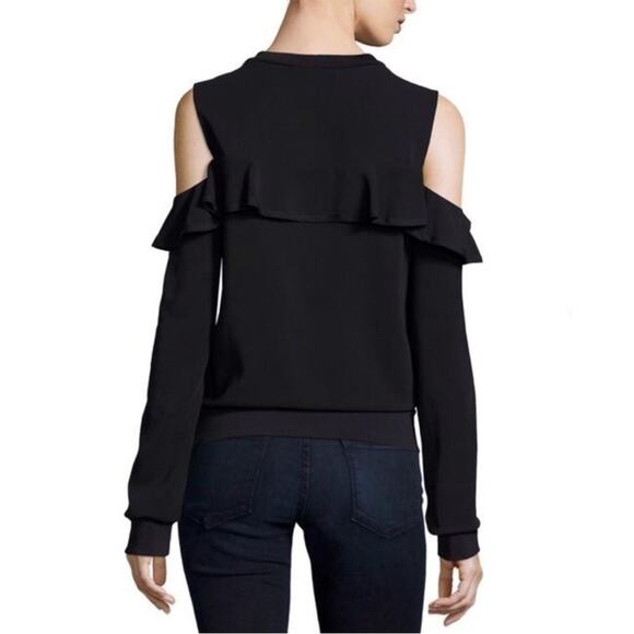 A.L.C. Lindsey Cold Shoulder Top black ruffle sz 8 ALC - Picture 2 of 9